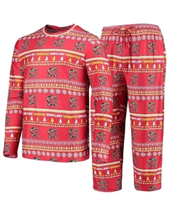 Мужской комплект для сна с длинным рукавом и брюками Maryland Terrapins в красном цвете Concepts sport