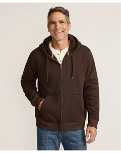 Мужская утепленная толстовка с капюшоном на молнии High Pile Fleece, коричневый Lands' end