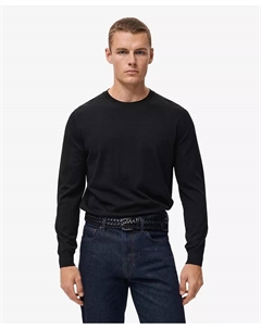 Мужской шерстяной свитер с круглым вырезом, черный Mango