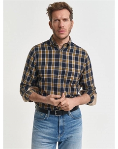 Хлопковая фланелевая рубашка в клетку Regular Fit, Evening Blue Gant