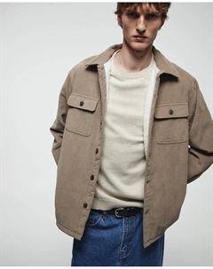 Вельветовая рубашка-куртка, бежевый Сфера