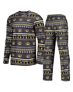 Мужской черный спальный комплект Missouri Tigers Swivel с длинным рукавом (футболка и брюки) Concepts sport