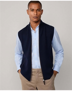 Жилет из мериносовой шерсти милано, темно-синий Hackett