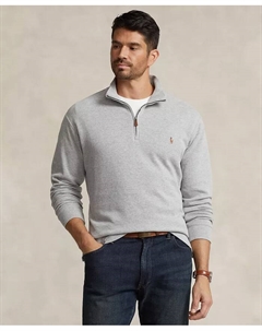 Мужской свитер-пуловер Estate-Rib с застежкой-молнией на четверть длины для крупных и высоких людей, серый Polo ralph lauren