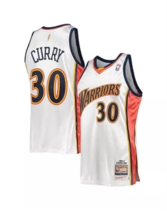 Мужская футболка Stephen Curry White Golden State Warriors 2009-10 Hardwood Classics Authentic Player Jersey Mitchell and ness