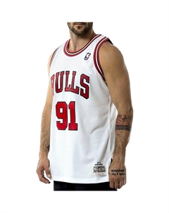 Белая мужская футболка Chi Bull-Dennis Rodman Mitchell and ness