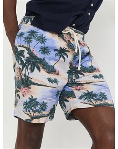 Хлопковые шорты из твила с тропическим принтом, Perfect Blue Gant