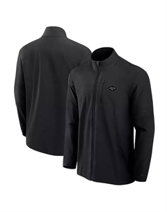 Мужская черная тканая куртка New York Jets Front Office с застежкой-молнией Fanatics