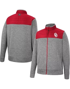 Мужская серая кардигановая куртка Oklahoma Sooners Putter Herringbone на молнии Colosseum