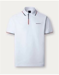 Мужская футболка-поло с коротким рукавом и вышитым логотипом больших размеров, белый Hackett