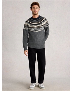 Свитер с воротником-хомутом и узором фэр-айл Claude, Dk Grey White stuff