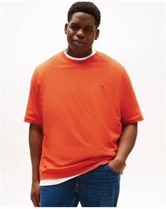 Мужская однотонная футболка с коротким рукавом больших размеров, оранжевый Tommy hilfiger
