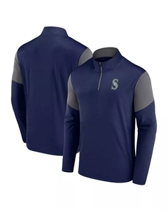 Толстовка Men's Navy Seattle Mariners Logo Quarter-Zip Top Fanatics