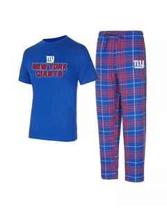 Мужской комплект для сна New York Giants Vector: футболка и брюки-фланель в цвете Royal/Red Concepts sport