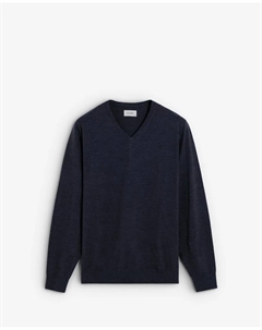 Мужской шерстяной свитер с V-образным вырезом, синий Scalpers