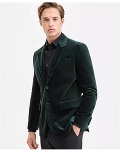 Мужской приталенный спортивный пиджак из гладкого вельвета, зеленый Hugo boss