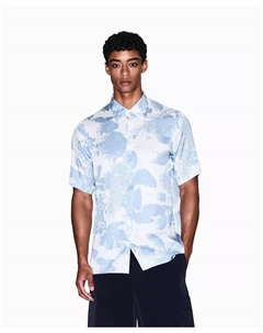 Мужская короткая рубашка с коротким рукавом из вискозы с цветочным плетением, мультиколор A|x armani exchange