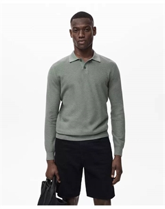 Мужская поло из микроструктурного хлопка, зеленый Mango