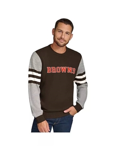 Мужская коричневая/серая меланжевая акриловая толстовка-пуловер с круглым вырезом Cleveland Browns Tommy hilfiger