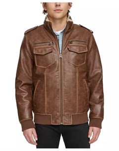 Мужская куртка-бомбер авиатор из искусственной кожи с подкладкой из шерпы, коричневый Levi's®