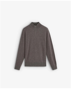 Мужской шерстяной свитер с воротником на молнии до половины, серо-коричневый Scalpers