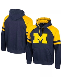 Мужская толстовка с капюшоном Todd Raglan Pullover Hoodie цвета "морской волны" Michigan Wolverines Colosseum