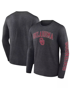 Мужская футболка с длинным рукавом Oklahoma Sooners, потертая, с арочным логотипом, цвет вересковый угольный Fanatics