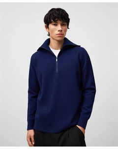 Мужской вязаный свитер с воротником на молнии, темно-синий Adolfo dominguez