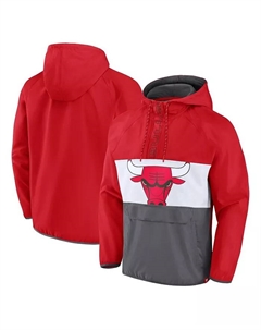 Мужская красно-серая анорак Chicago Bulls Flagrant Foul с цветными блоками и рукавом реглан, худи с полузастежкой-молнией Fanatics