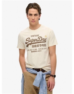 Футболка с винтажным логотипом из органического хлопка, Riff White Superdry