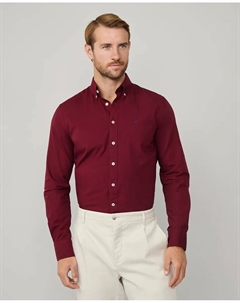 Мужская рубашка Oxford классического кроя, окрашенная после пошива, бордовый Hackett