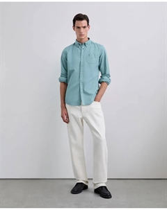 Мужская рубашка Oxford с прямым кроем, карманом и вышитым черепом в тон на груди, светло-голубой Scalpers