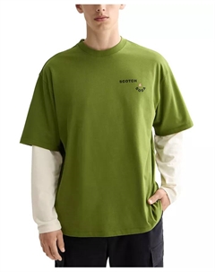 Мужская футболка с принтом Relaxed Fit с короткими рукавами, зеленый Scotch&soda