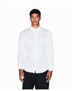 Мужская рубашка из сатиновой ткани с вытканным логотипом по всей поверхности, белый A|x armani exchange
