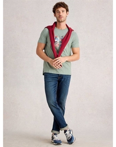 Футболка Abersoch с велосипедным принтом из хлопка White stuff