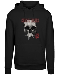 Пуловер Hoodie Guns 'n' Roses Flower Skull Rock Musik Band, черный F4nt4stic