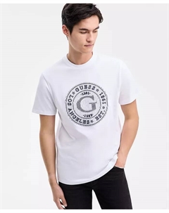 Мужская футболка с вышивкой большим логотипом G, белый Guess