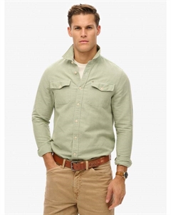 Рабочая рубашка из льняной смеси, Green Chambray Superdry