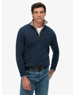 Эссеншиалс хлопковый полузиповый джемпер, Denim Navy Marl Superdry
