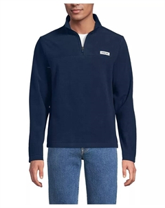 Большая и высокая флисовая толстовка с молнией на четверть для любой погоды, синий Lands' end