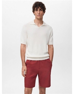 Хлопковая вязаная поло Hondarra с короткими рукавами, Natural White Mango