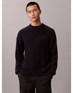 Монограммовый ребристый хлопковый джемпер, Dark Sapphire Calvin klein