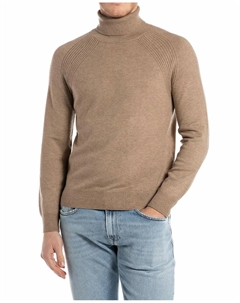 Мужской свитер с высоким воротником и длинными рукавами, бежевый Replay