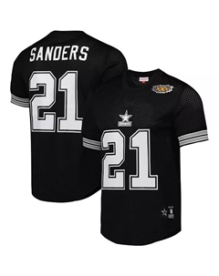 Мужская футболка с сетчатыми вставками Deion Sanders, черная, с именем и номером игрока Dallas Cowboys (на пенсии) Mitchell and ness