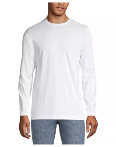 Мужская футболка с длинным рукавом из хлопка Supima, белый Lands' end