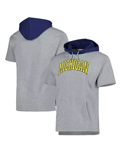 Мужская серая меланжевая толстовка Michigan Wolverines Postgame с короткими рукавами Mitchell and ness