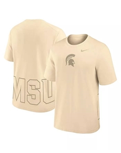 Мужская футболка Michigan State Spartans Primary Statement Two-Hit Performance, кремового цвета Nike