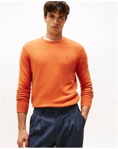 Мужской однотонный свитер с круглым вырезом, оранжевый Tommy hilfiger