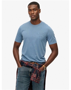 Хлопковая футболка с логотипом, рельефная, свободного кроя, с короткими рукавами, Moonlight Blue Superdry