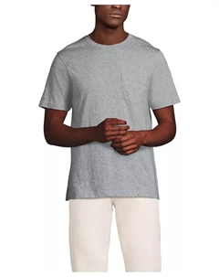 Мужская футболка с коротким рукавом из хлопка Supima с карманом, серый Lands' end